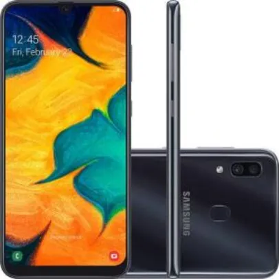 [SUBMARINO] Smartphone Samsung Galaxy A30 64GB Dual Chip Android 9.0 Tela 6.4" Octa-Core 4G Câmera 16MP + 5MP - Preto R$1179