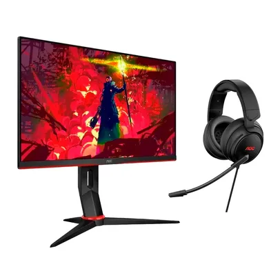 Kit Monitor 24&quot; Gamer AOC 24G2 Full HD + Headset Gamer AOC GH100