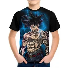 Camiseta Dragon ball goku infantil Masculina Camisa Roupas