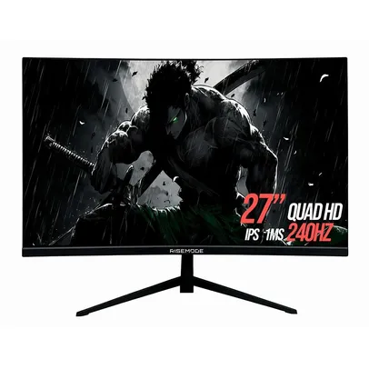 Monitor Gamer Curvo Rise Mode Retina 27, 240hz, QHD, 1ms, IPS, DisplayPort e HDMI, sRGB 99%, Suporte Vesa, Preto - RM-MOG-27C2402K-B