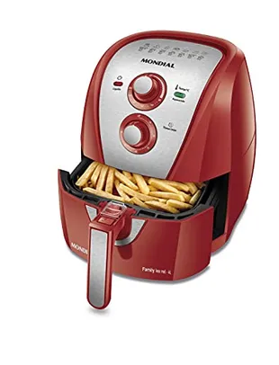 Fritadeira Sem Óleo Air Fryer 4L, Mondial, Vermelho/Inox, 1500W, 220V - AFN-40-RI