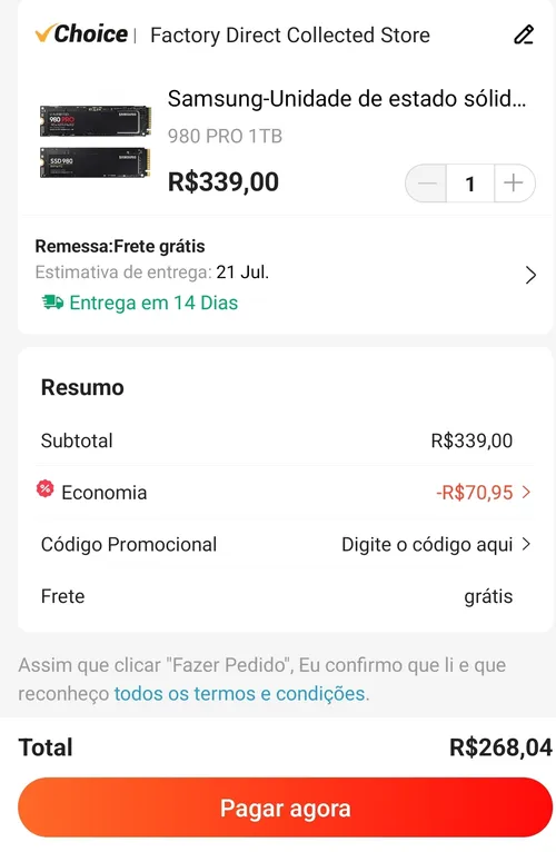 Imagem na descrição da promoção