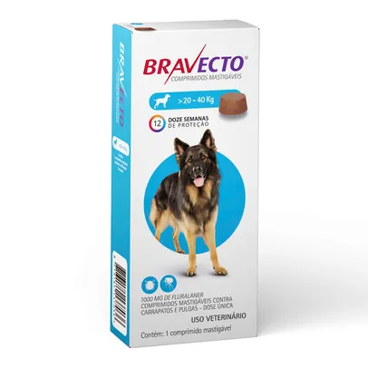 Bravecto Antipulgas e Carrapatos para Cães de 20 a 40kg | R$111