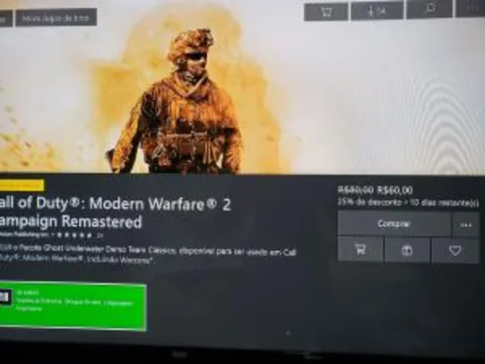 Call of Duty Modern Warfare 2 Campaign Remastered - R$60