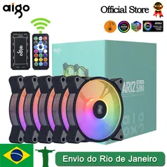 KIT 5 FANS AIGO AR12 ARGB 5V 3PIN BLACK 120MM C/ CONTROLADORA [DIRETO DO BRASIL]176