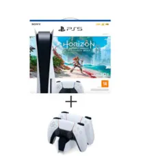 Console Playstation5 Sony 825GB, 1 Controle + Jogo Horizon Forbidden West + Base de Carregamento para Controle Dual