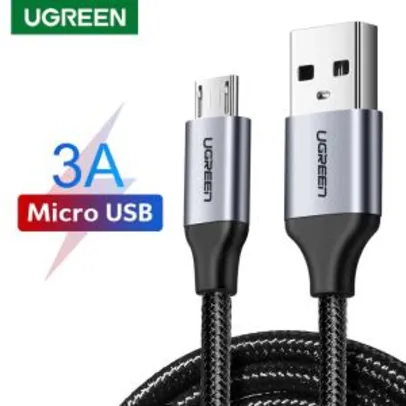 [Primeira Compra] Cabo Micro USB Alumínio 3M Ugreen R$ 0,06
