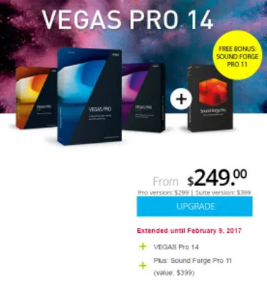 VEGAS Pro 14 + Sound Forge Pro 11 - R$782