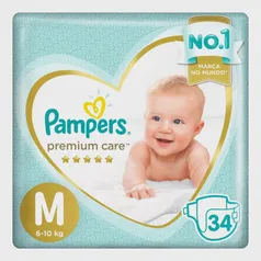 Kit com 5 Fraldas Pampers Premium Care M 34 Unidades