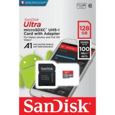 Cartao Memoria Sandisk Ultra 128 Gb Classe 10 100Mb/s - R$130