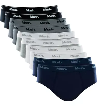 Kit Com 10 Cuecas Slip Mash Básica Masculina Algodão Oferta