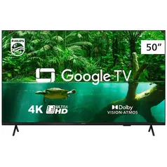 Smart TV 50 Ultra HD 4K Philips 50PUG7408/78 com Google TV, HDR10+, Dolby Vision, Dolby Atmos, Bluetooth 5.0 e Chromecast Integrado