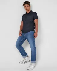 Calça jeans masculina slim estonada denim médio | Pool by Riachuelo