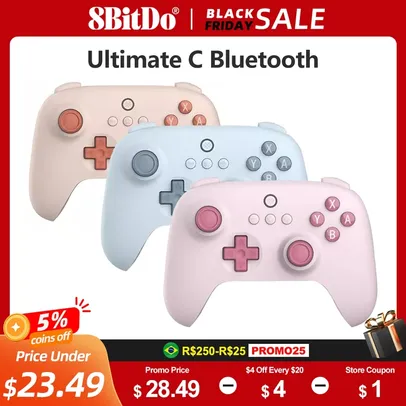 (Primeira Compra R$131) Controle Sem Fio 8bitdo Ultimate C 