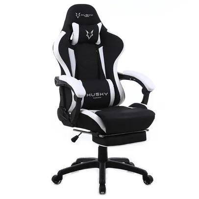 Cadeira Gamer Husky Gaming Tempest 500, Preto e Branco, Com Almofadas, Descanso Para Pernas Retrátil