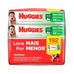 Lenços Umedecidos Huggies Max Clean 192 Unidades