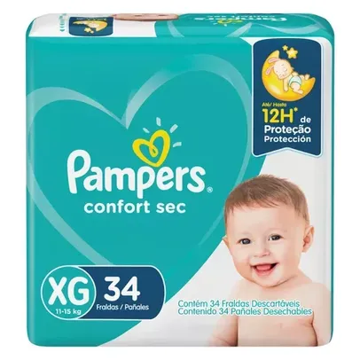 (Nível 6) [R$0,93 a tira] Fraldas Pampers XG 34 unidades