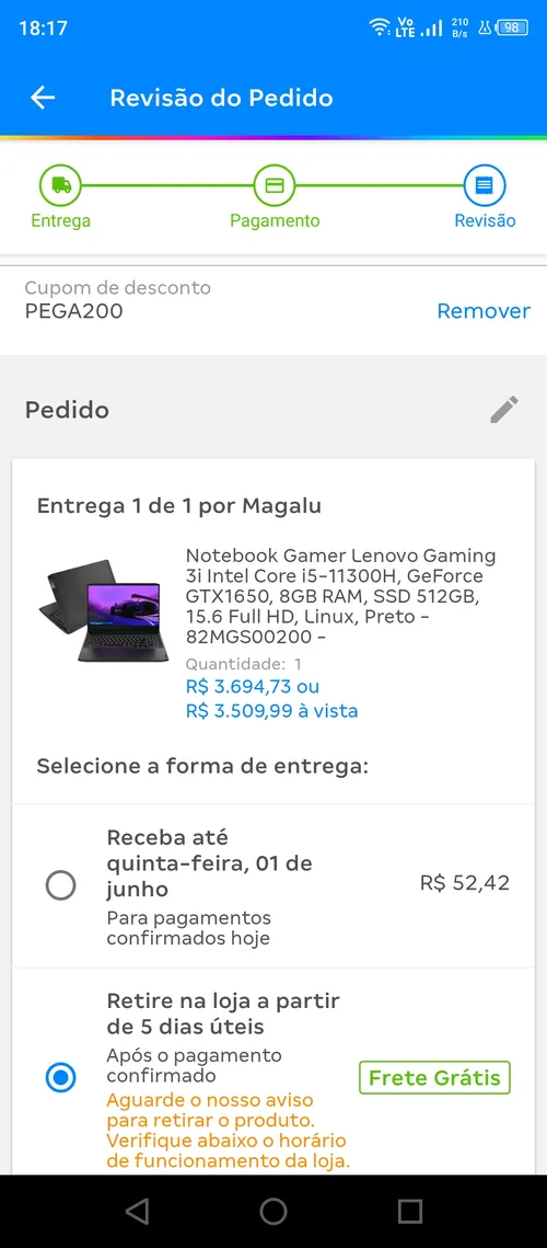 Imagem na descrição da promoção