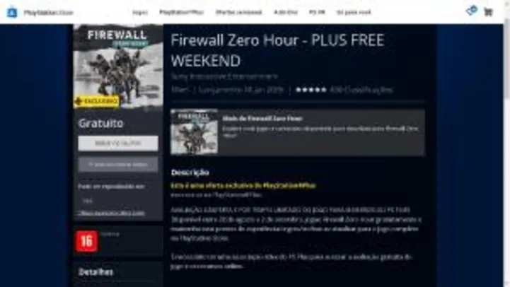Firewall Zero Hour - PLUS | Fim de Semana Grátis