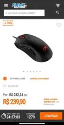 Mouse Hyperx Pulsefire Raid 16.000 DPI e RGB | R$240