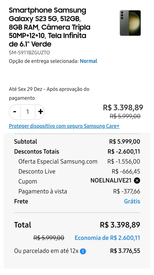 Imagem na descrição da promoção