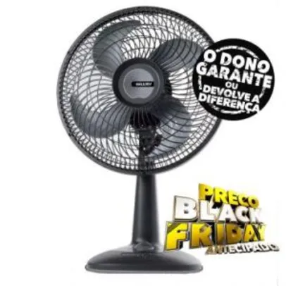 Ventilador 30CM Eco TS Preto - Hélice com 4 Pás, Grade Removível, Silencioso, Alça para Transporte, 3 Velocidades, Desmontável- Mallory 49,90