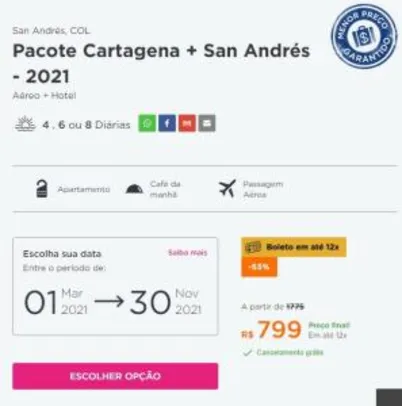 Hurb | Pacote Cartagena + San Andrés - 2021