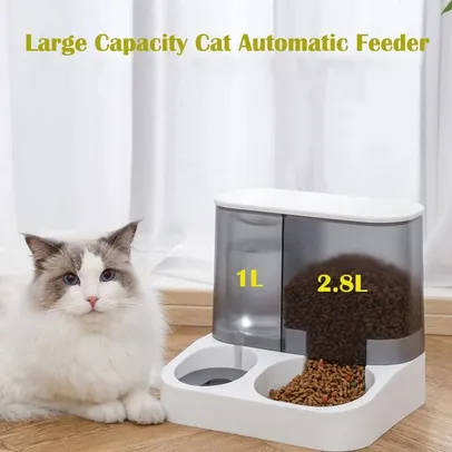 [Conta Nova R$11.91] Pote de ração automático 2.8L ração, 1L água para Cães e gatos