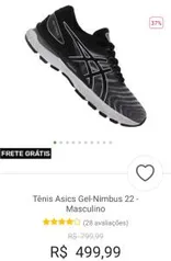 Tênis Asics Gel-Nimbus 22 de *799.00* por *499.00* SOMENTE NO APP