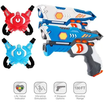 Laser Tag ComTec para crianças, com arma e colete, brinquedos jogo - infravermelho 0.9mW (2 Pack) 