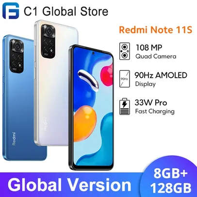 Smartphone Versão Global Xiaomi Redmi Note 11S 8GB + 128GB Helio G96 Núcleo Octacore