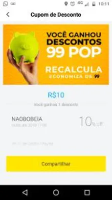 [SP] 10% OFF em uma corrida no 99POP