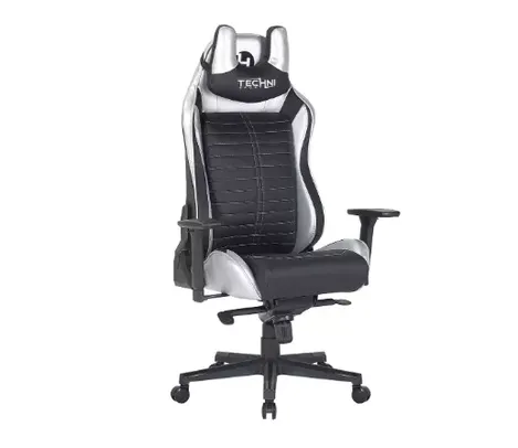 Cadeira Gamer Techni Sport Reclinável Giratória Preta e Prata TS62