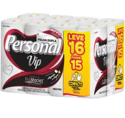 [PRIME + RECORRÊNCIA] 10 UNIDADES | Papel Higiênico VIP, Folha Dupla, Personal, 16 unid | R$13