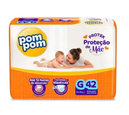 [leve 2 pague R$ 23,95 cada] - Fralda Pom Pom Protek Proteção de Mãe G 42 unidades [Cada Fralda R$0,57)