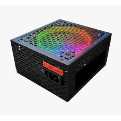 Fonte Gamer ATX 500W Real RGB TOB 80 Plus | R$ 250