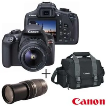 Camera Digital Canon EOS Rebel T6 DSLR Profissional 18MP - EOST6 + Bolsa Gadget Bag - 300DG + Lente Zoom Telefoto - N5CJEOST6PTO00