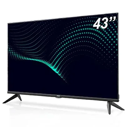 (PRIME) Smart TV LED 43" HQ Conversor Digital Externo 3 HDMI 2 USB WI-FI Android 11 Design Slim, PRETO