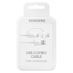 Cabo de Dados Duplo USB-c/micro USB Policarboneto 1m Branco | R$18