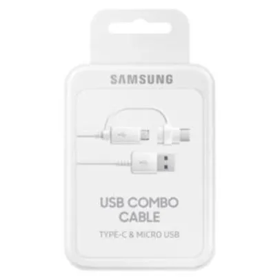 Cabo de Dados Duplo USB-c/micro USB Policarboneto 1m Branco | R$18