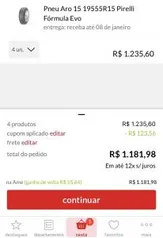 [CUPOM + AME] Pneu Aro 15 195/55R15 Pirelli Fórmula Evo | R$264