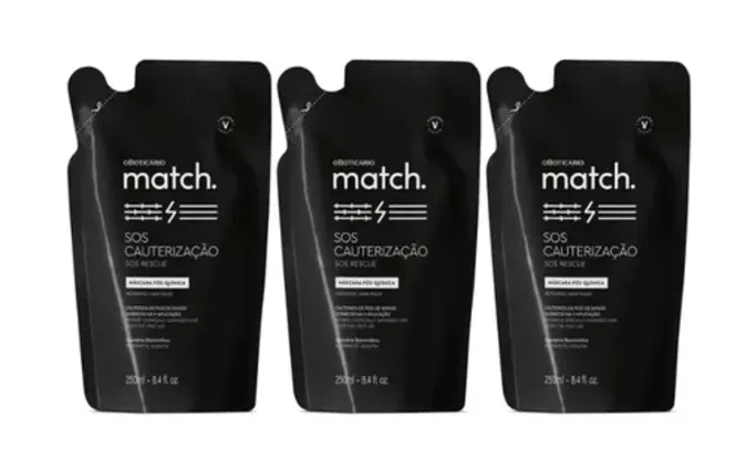 Combo o Boticário Match Refil Máscara Pós-Química (3 unidades)