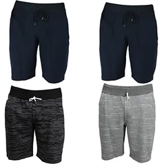 KIT 4 Bermudas Plus Size Moletom Masculino PRETO-PRETO- PRETO MESCLA-CINZA MESCLAG2