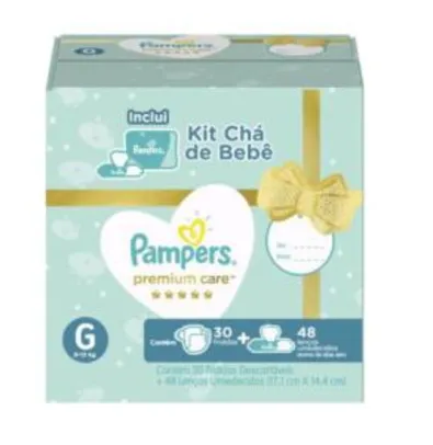 4 Kits Chá de bebê Pampers Premium Care G | R$117