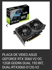 Placa de Video Asus GeForce RTX 3060 V2 OC 12GB GDDR6 Dual 192-bit, DUAL-RTX3060-O12G-V2