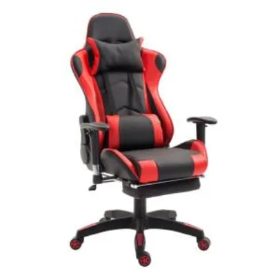 Cadeira de Escritório Presidente Reclinável Gamer Suíça Preta e Vermelho | R$639