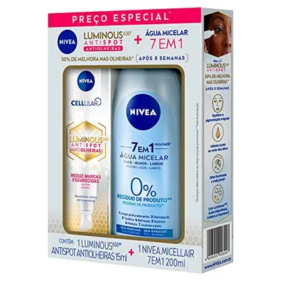 [REC] Kit NIVEA LUMINOUS 630® Antiolheiras 15ml + NIVEA Água Micelar 7 em 1 200mL