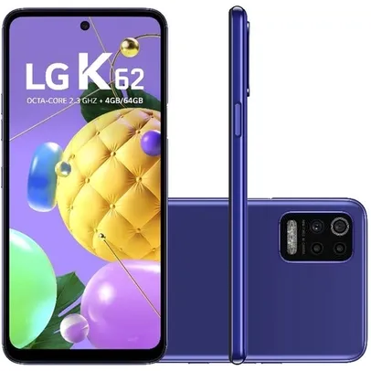 Smartphone LG K62 64GB 4G Wi-Fi Tela 6.6'' Dual Chip 4GB RAM Câmera Quádrupla + Selfie 13MP - Azul