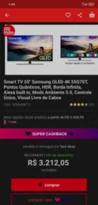 [Somente APP] Smart TV 55'' Samsung QLED 4K 55Q70T, Pontos Quânticos | R$3212