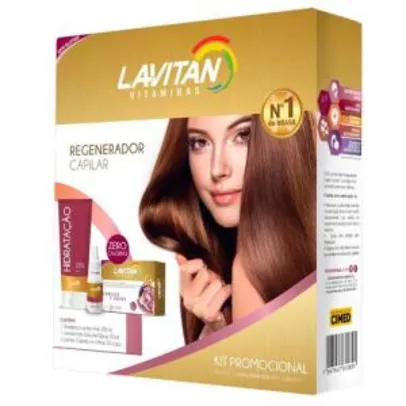 Kit Lavitan Hair 30 Cápsulas + Shampoo 200ml + Solução Regeneradora 50ml - R$20